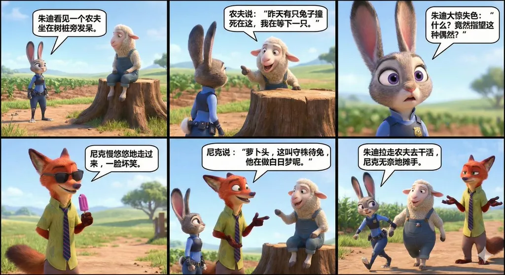 疯狂动物城朱迪和尼克讲小故事-守株待兔