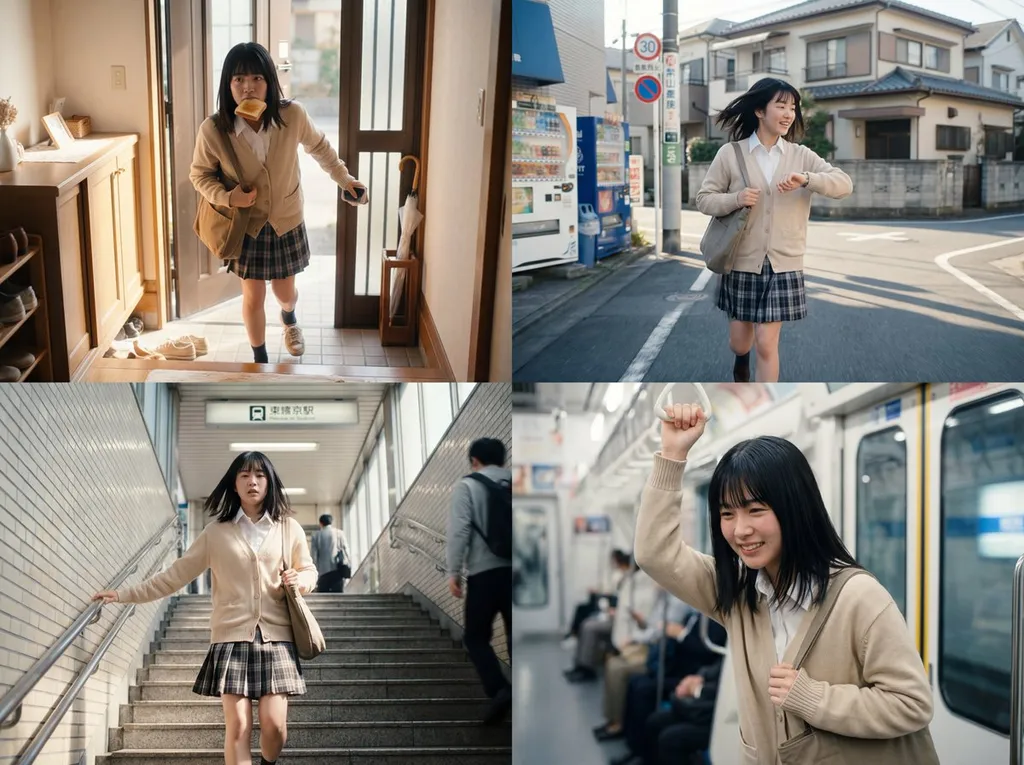 日系少女赶地铁