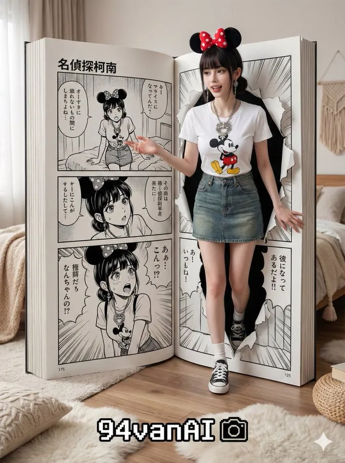 漫画中的人物走出画面