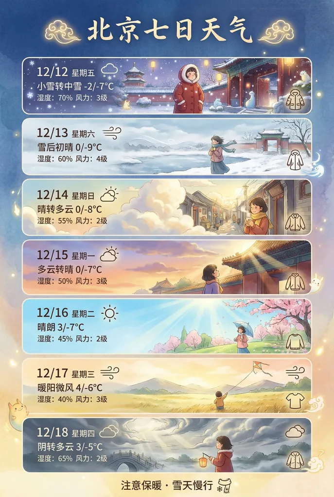 北京7日天气预报-海报